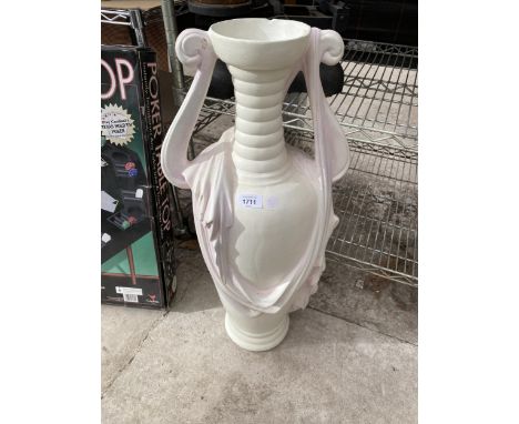 A TALL CREAM CERAMIC VASE 