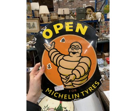 AN ENAMEL MICHELIN TYRES SIGN 