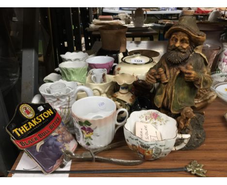 A QUANTITY OF CERAMIC ITEMS TO INCLUDE VINTAGE SHAVING MUGS, COMMEMORATIVE WARE, FIGURES, ETC 