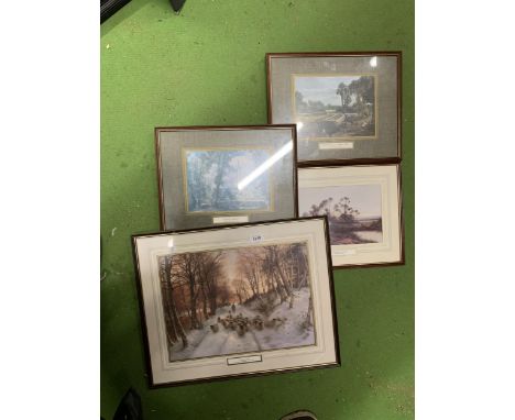 FOUR FRAMED PRINTS, TWO BY JOHN CONSTABLE, DANIEL SHERRIN AND JOSEPH FARQUHARSON 