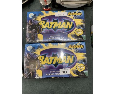 TWO BATMAN LIMITED EDITION PLAYING CARD TINS - AS NEW 