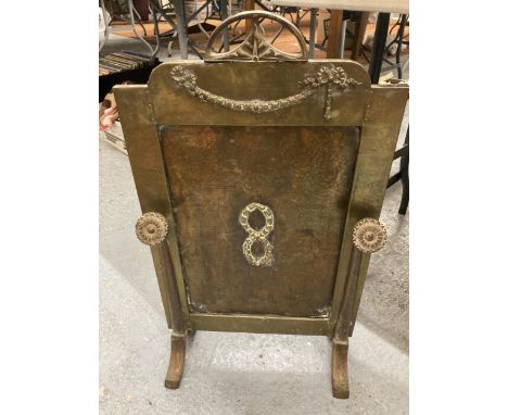A BRASS AND COPPER ARTS AND CRAFTS FIRE SCREEN 