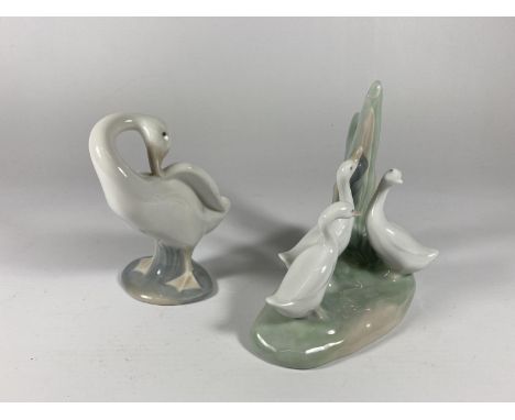 TWO GEESE FIGURES TO INCUDE A NAO AND A LLADRO 