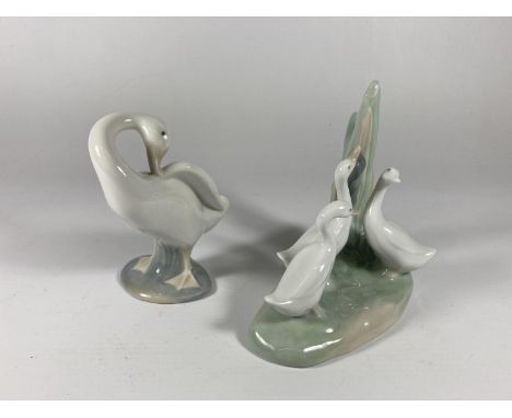 TWO GEESE FIGURES TO INCUDE A NAO AND A LLADRO 