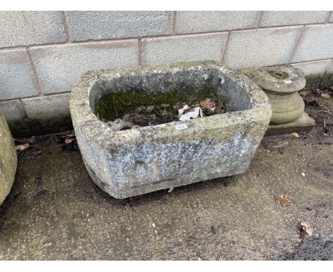 AN INDIAN STONE D-END TROUGH 29 X 19 X 12" 