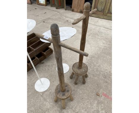TWO VINTAGE WOODEN DOLLY PEGS 