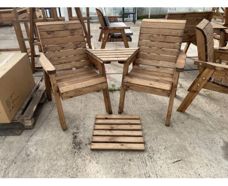 AN AS NEW EX DISPLAY CHARLES TAYLOR PATIO SEATING SET COMPRISING OF TWO CHAIRS AND TWO ARM REST TABLES *PLEASE NOTE VAT TO BE