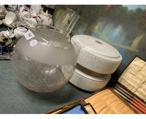 TWO VINTAGE LAMP SHADES 
