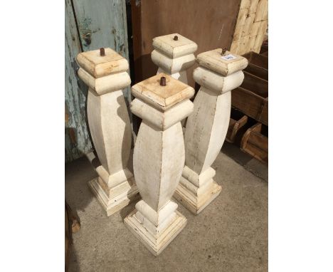 FOUR WHITE PAINTED WOODEN LAMP BASES 