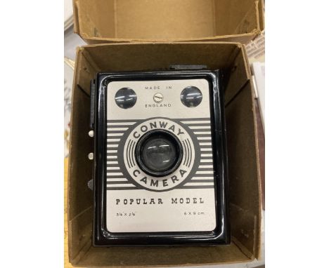 A CONWAY POPULAR MODEL BOX CAMERA WITH BOX AND ORIGINAL INSTRUCTIONS 