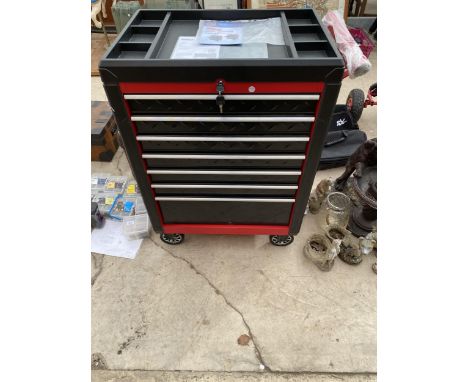 A HEAVY DUTY WORKZONE FOUR WHEELED TOOL CABINET 