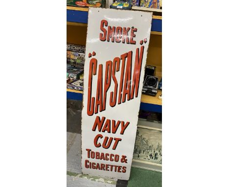 A LARGE VINTAGE ENAMEL CAPSTAN NAVY CUT TOBACCO &amp; CIGARETTES SIGN 