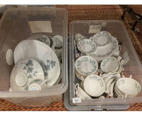 TWO BOXES TO IINCLUDE NORITAKE AND ROYAL STAND, ETC TEA AND DINNER WARE 