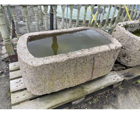 AN INDIAN STONE D-END TROUGH 39 X 23 X 14" 