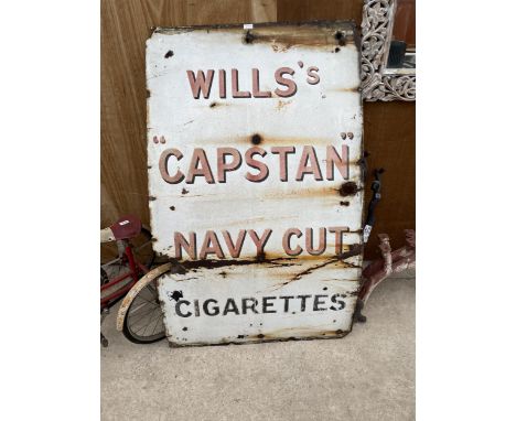 AN ORIGINAL "WILL'S CAPSTAN NAVY CUT CIGARETTES" ENAMEL SIGN (H-153CM,W-91CM) 