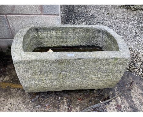 AN INDIAN STONE D-END TROUGH 31 X 19 X 13" 