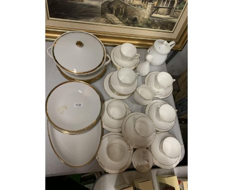 A QUANTITY OF DUCHESS CHINA CUPS, SAUCERS, AND SIDE PLATES PLUS A TEAPOT, DINNER PLATES, SERVING TUREEN, ETC 