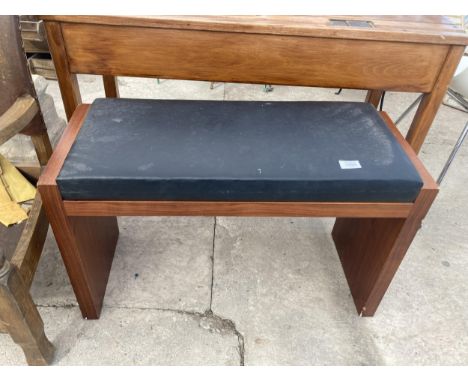 A VINTAGE LEATHER STYLE TOPPED LOW BENCH 