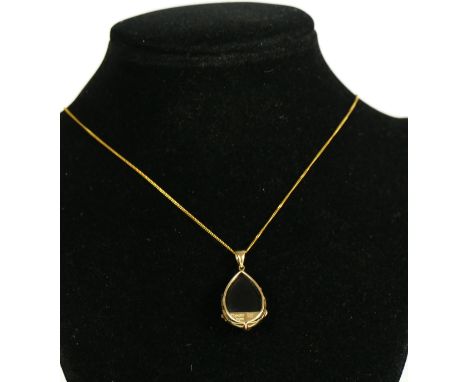 Clogau, a Welsh 9ct rose gold and onyx floral pendant, signed with Welsh Dragon motif, 26 x 14mm, chain 