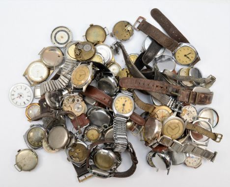 A large collection of manual wind wristwatches, spares or repair 