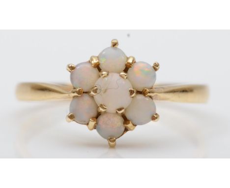 A 9ct gold and opal cluster ring, N, 1.6gm 