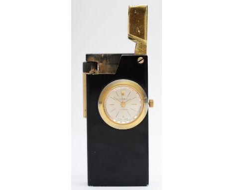 A Swiss made gas roller lighter with Ilona 17 jewel watch, 59mm, Watch in working order 