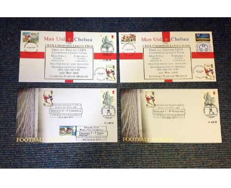 Football FDC collection 4 commemorative covers featuring two covers first all English UEFA Champions League Final Man Utd v C