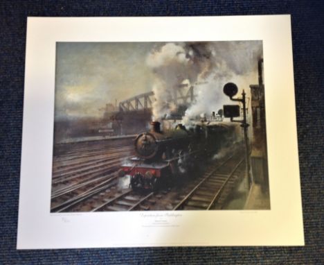 Railway Print 17x20 titled Departure from Paddington by th artist Terence Cuneo (Millennium Edition) 311/850. 165th Anniversa