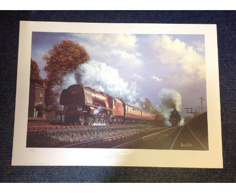 Railway Print 20x28 titled Duchess on Camden Bank signed in pencil by the artist Barry Price 211/850. Stanier Black 5 no 446+