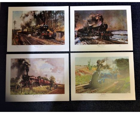 Railway Print collection by the artist Terence Cuneo 4 fantastic prints 13x18 titled Cathedrals Express 538/850, The Lickey I