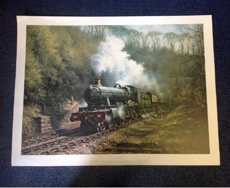 Railway Print 33x25 titled MANOR AT BROWNQUEEN by the artist Don Breckon. Great Western 4. 6. 0 Manor Class locomotive No 781