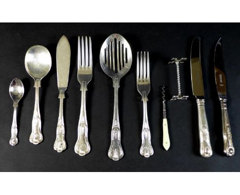 A canteen of silver plated cutlery, in the Kings Royale Pattern by Lambert and Blaber Ltd, comprising eight table knives, one