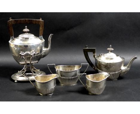 Five late 19th century Gorham Sterling silver tea wares, comprising three piece set bearing monogram, possibly 'GBTPDG', a sp