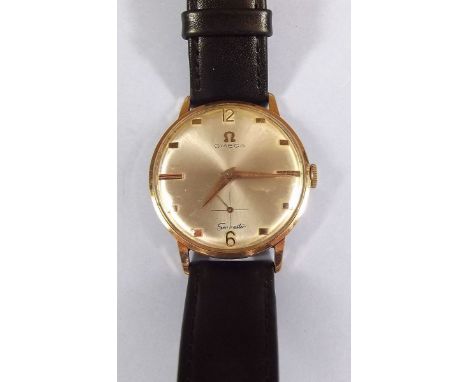 An Omega Seamaster gold plated vintage gentleman's wrist watch