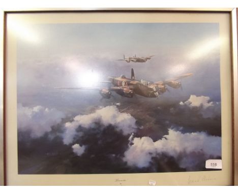 Robert Taylor - limited edition print 'Lancaster' signed by Leonard Cheshire - 34 x 46cm