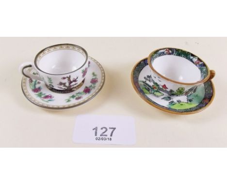 Two miniature cups and saucers by Crown Staffordshire and Coalport