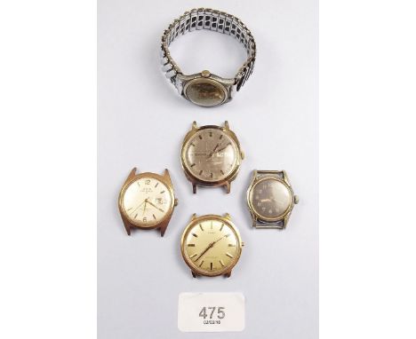An Oris vintage watch, Roamer watch and three other gents wrist watches