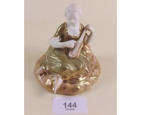 A Royal Worcester figure woman playing a mandolin No 547
