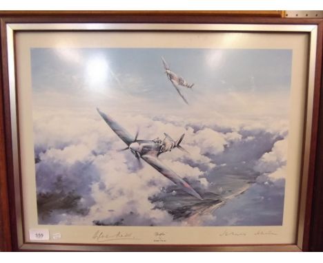 Robert Taylor - limited edition print 'Spitfire' signed by Douglas Bader and Johnnie Johnson - 33 x 46cm