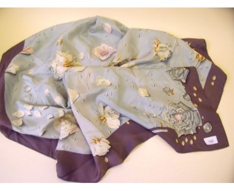 A Hermes Paris silk scarf with rose design - 88 x 85cm
