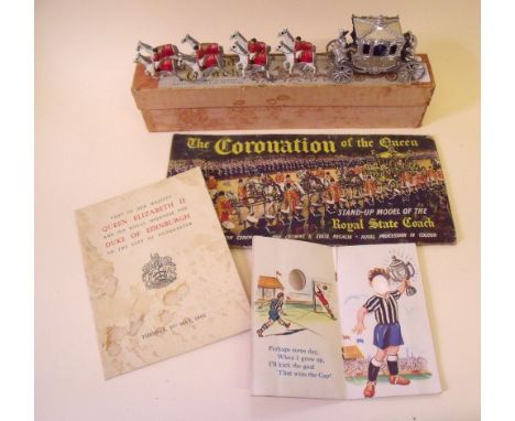 A Lesney Coronation coach, a Coronation pop up book and a vintage child's Look at Me book etc