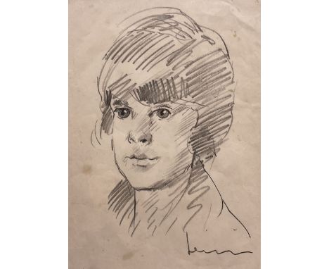 Robert Lenkiewicz (British 1941-2002): Portrait of a Woman, pencil sketch signed 34cm x 24cm 