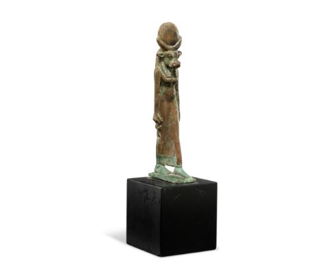 An Egyptian bronze cow-headed goddess, likely HathorLate Period, circa 664-332 B.C.12.5cm high Footnotes:Provenance:with Ron 