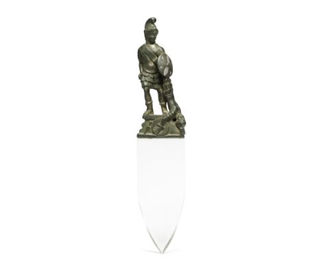 A Roman bronze fitting in the form of MarsCirca 1st-2nd Century A.D.Affixed to a modern Plowden &amp; Smith perspex blade, ca