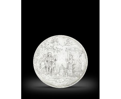 A Roman silver plate depicting a sacrificial sceneCirca 3rd-4th Century A.D.16.5cm diam., weight 344g.Footnotes:Provenance:S.