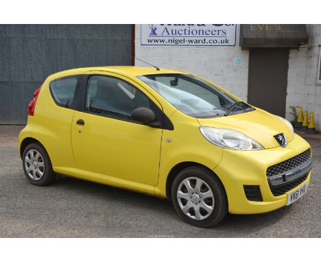 A 2011 Peugeot 107 Urban Lite three-door Hatchback motorcar with 998 cc 3-cylinder Petrol engine and 5 speed Manual gearbox, 