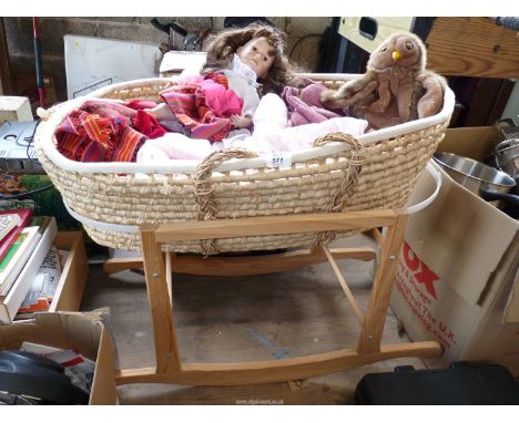 Moses baskets and contents, china doll etc.