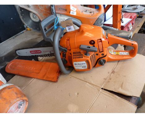 A "Husqvarna" petrol engined chainsaw (Engine had good compression at the time of lotting). Vendor says has been running rece