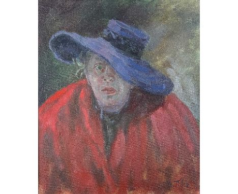 Sheila TIFFIN (1952) Self Portrait with Blue Hat Oil on canvas
Signed
34cm x 29cm
Postage for this lot is available to the UK