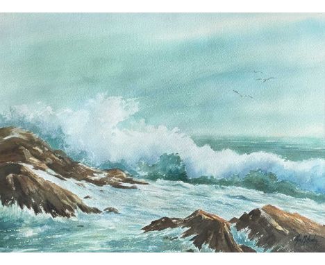 Lyn MULCAHY (XX-XXI, Australian) Seascape  Seascape - Watercolour Signed Artist's label to the verso 54cm x 74cm